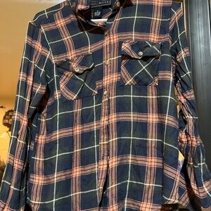 Abercrombie & Fitch Plaid Flannel Shirt - Black and Orange